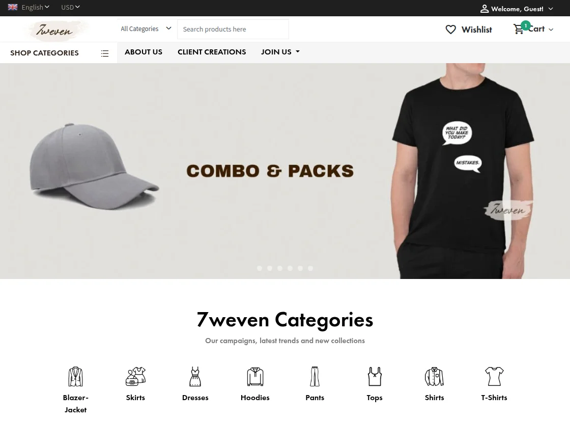 webkul 7weven homepage