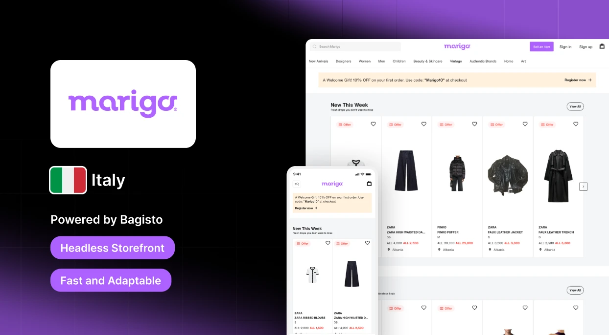 Marigo : Italian Fashion Marketplace on Bagisto Headless Architecture