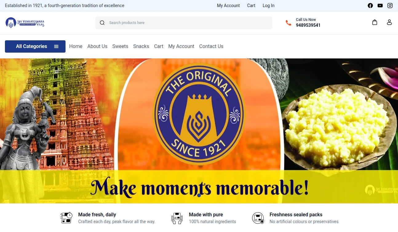 bagisto-sri-venkateswara-vilas-homepage