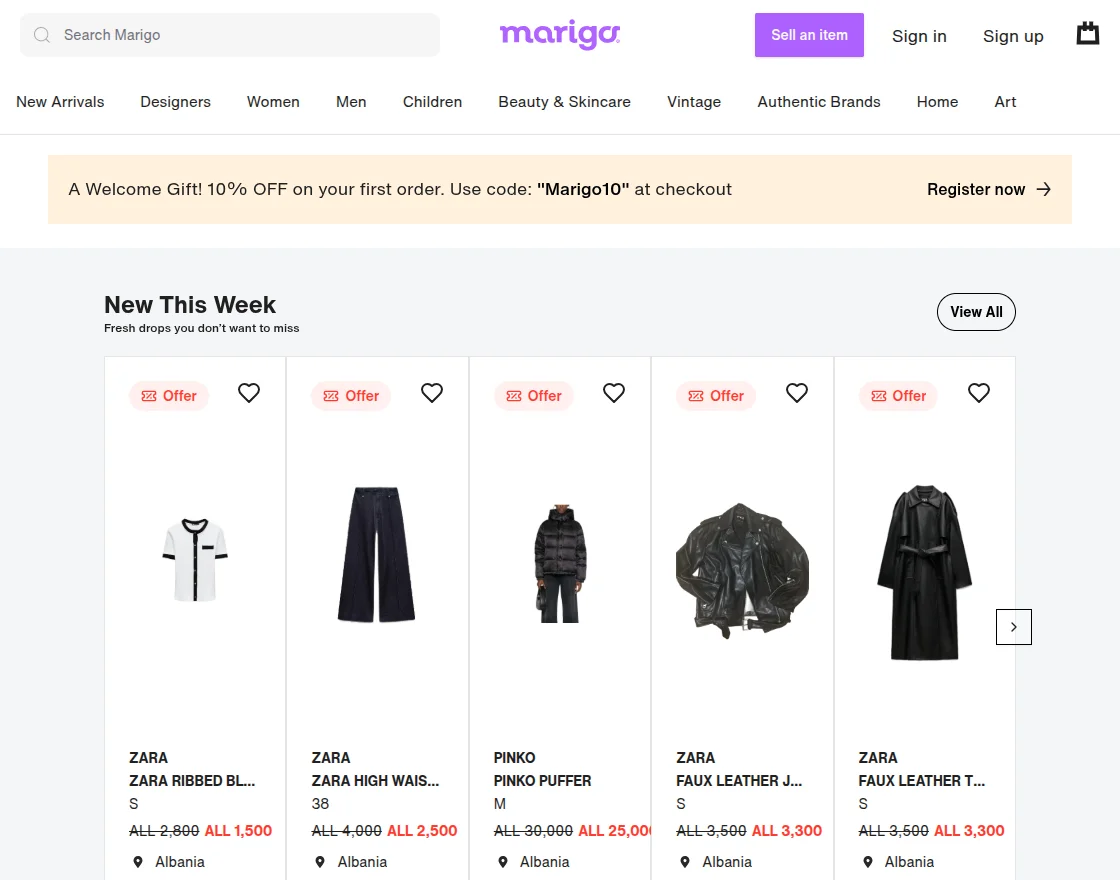marigo homepage webkul