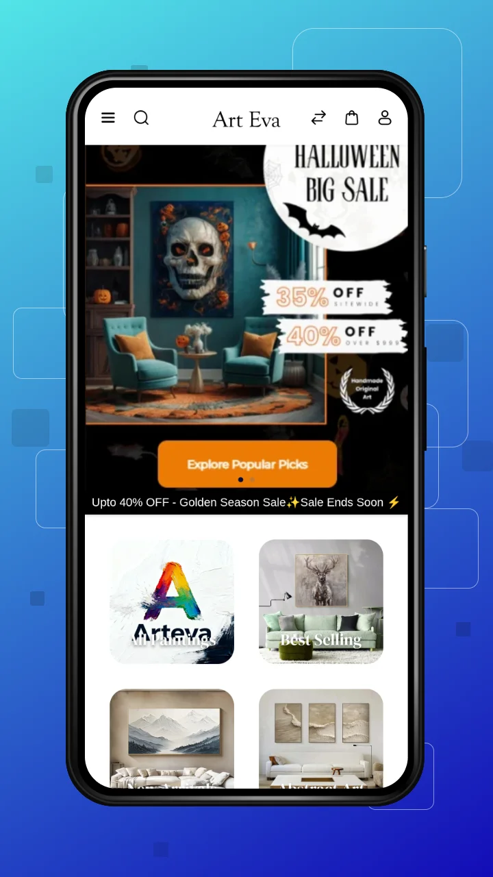 art-eva-bagisto-casestudy-home-screen