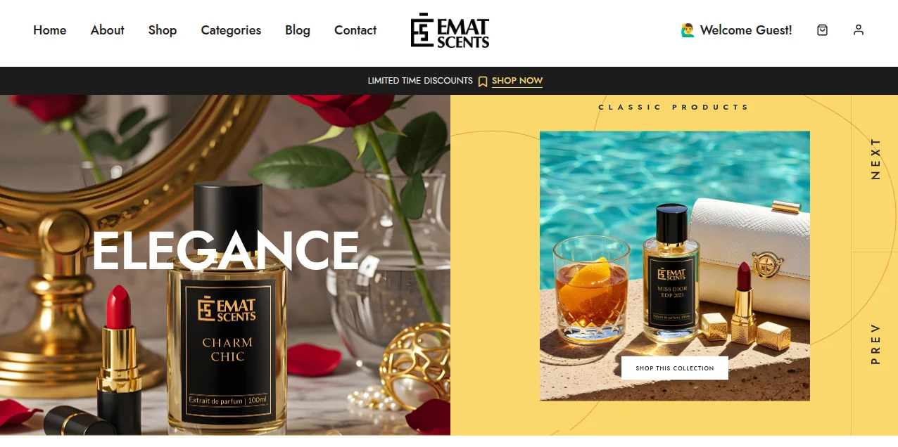emat-scents-bagisto-casestudy-homepage