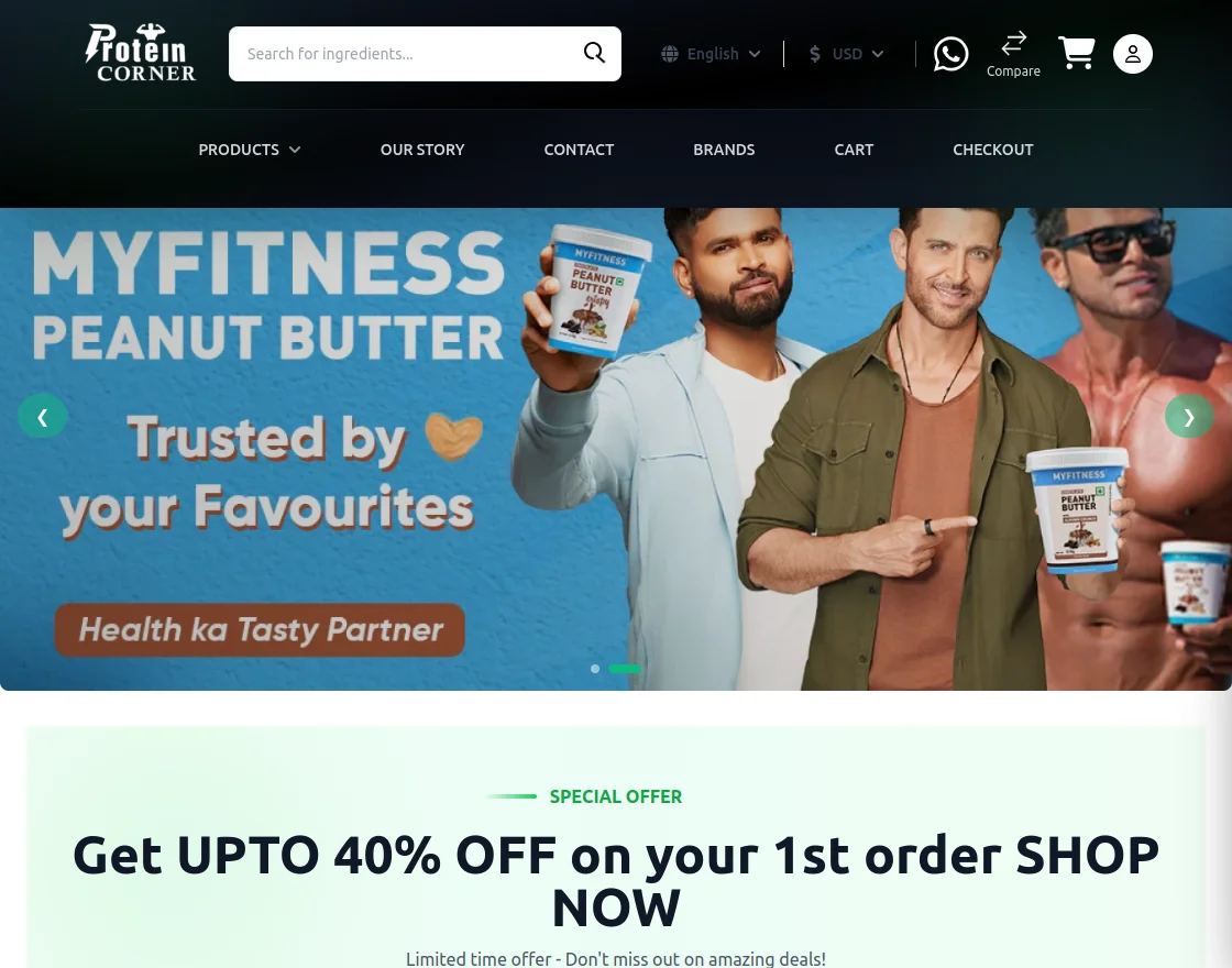 webkul headless protein corner homepage 