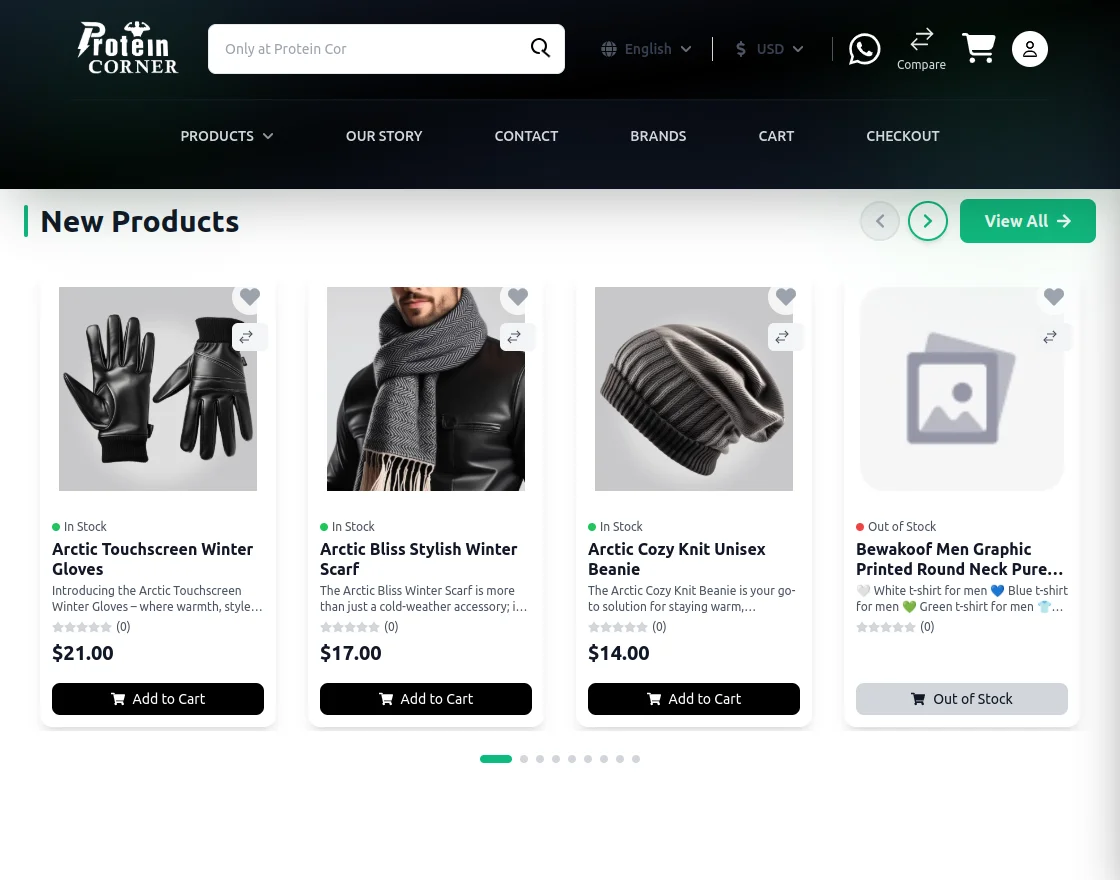 webkul bagisto headless protein corner products