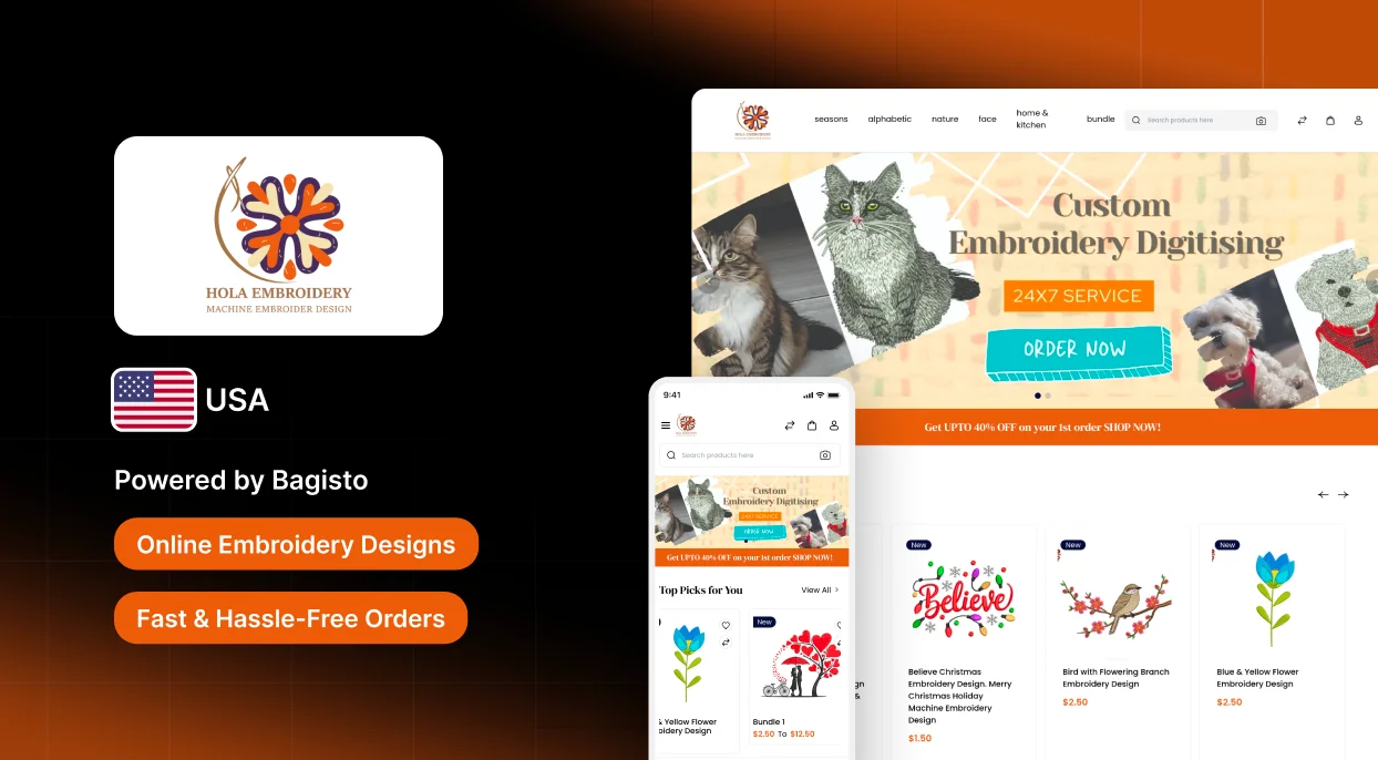 Hola Embroidery: USA-Based Online Embroidery Store on Bagisto
