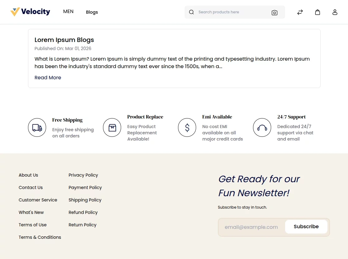 Bagisto blog list page example
