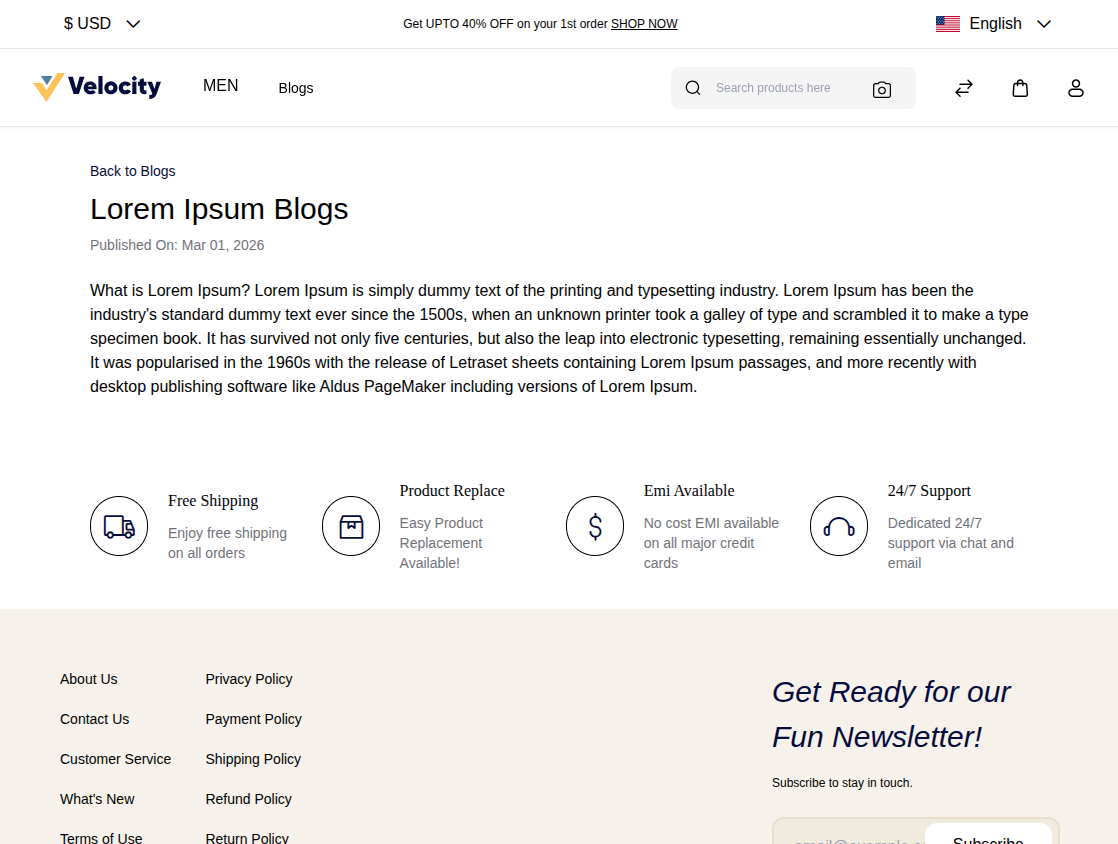 Bagisto blog view page frontend