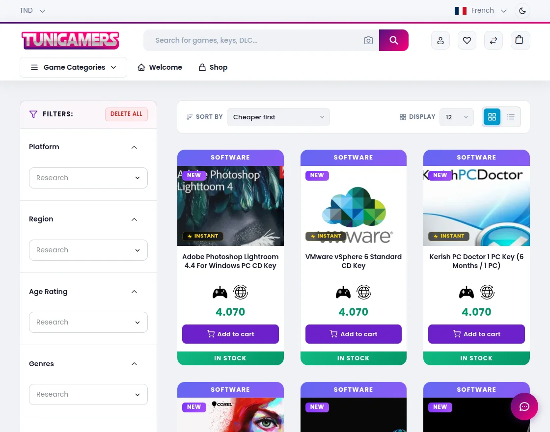 tunigamers product listing