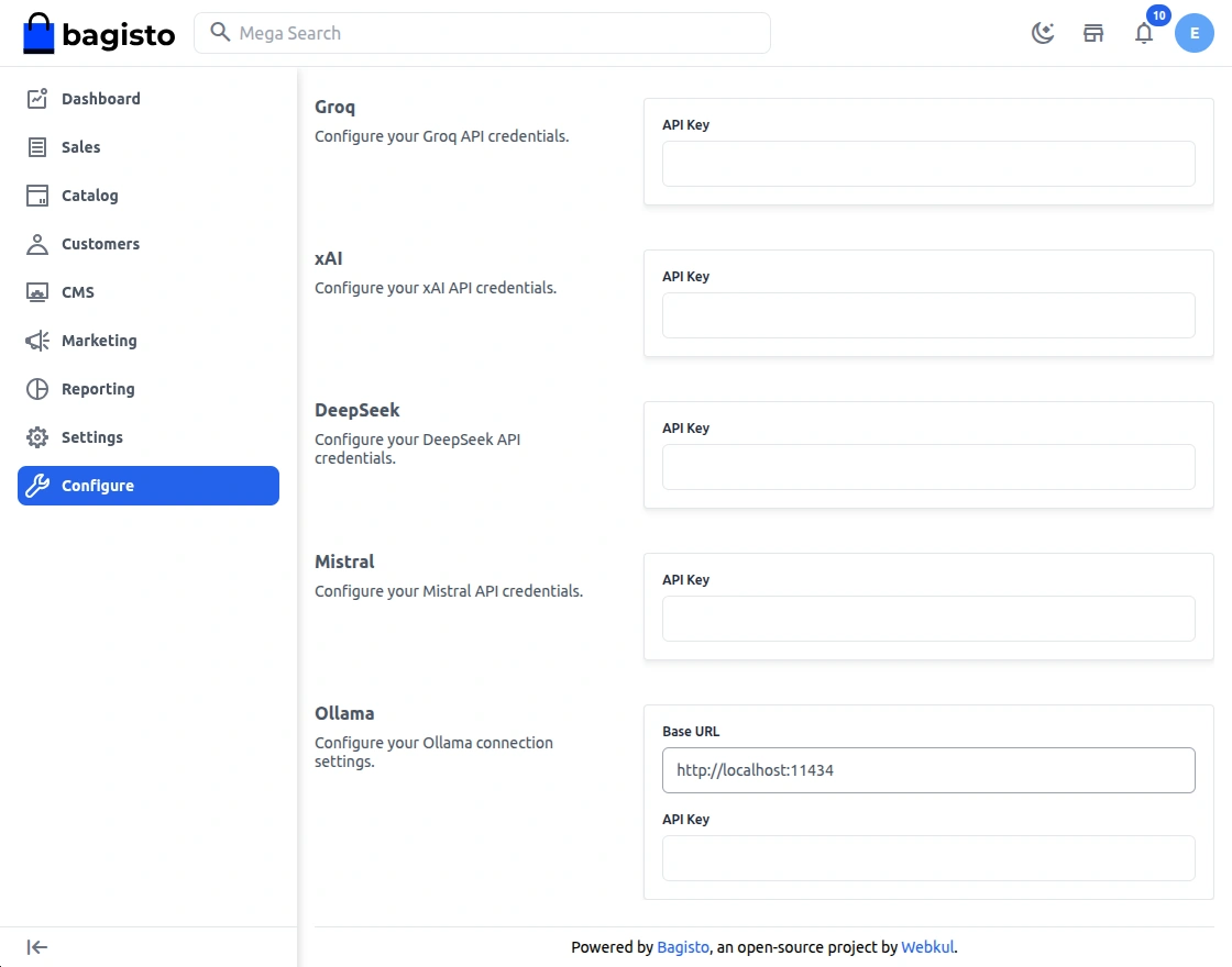 Bagisto version 2.4.2 ollama
