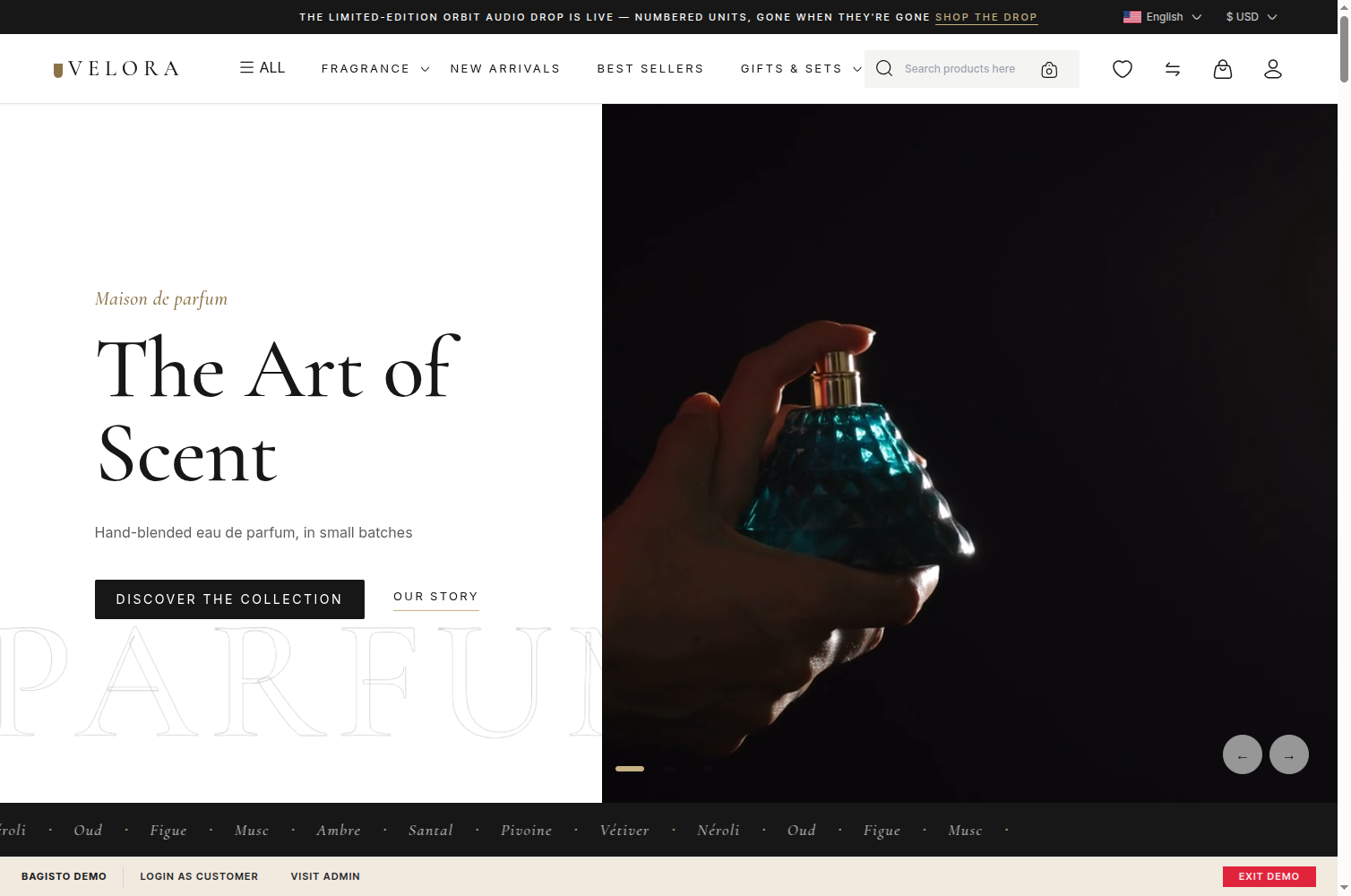 Bagisto Perfume Theme Slider Image 1