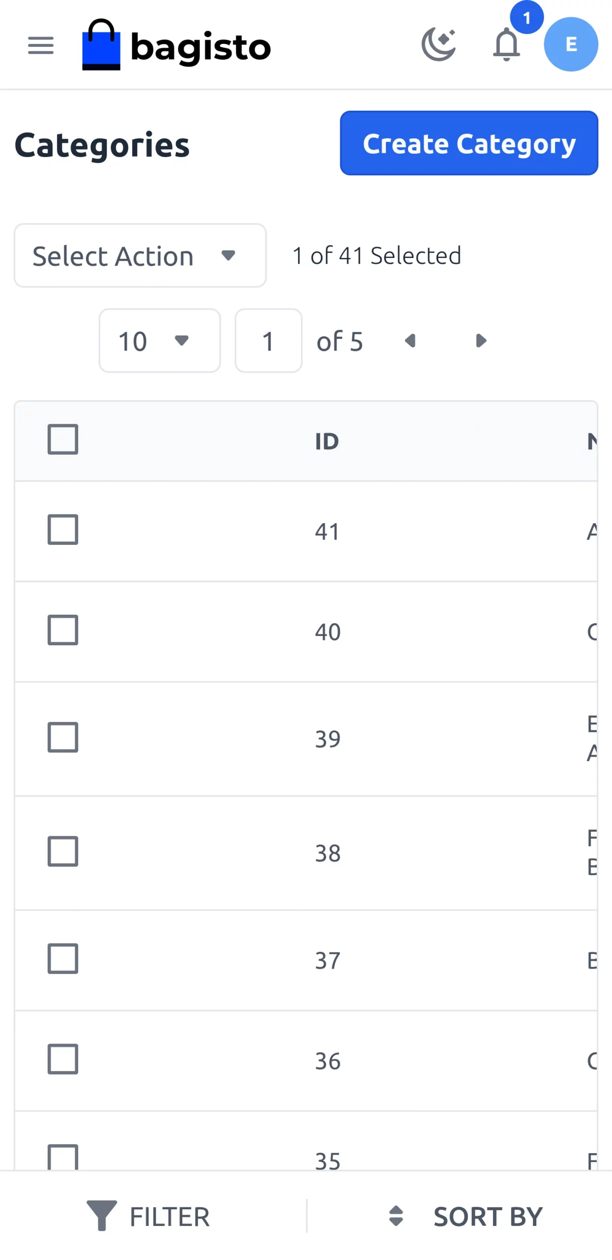 Admin Mobile Data Grid