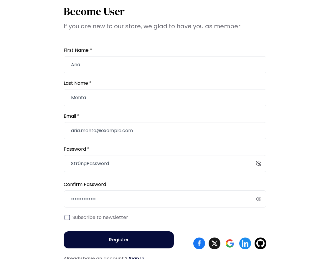 Storefront password field with the reveal icon in Bagisto v2.4.11