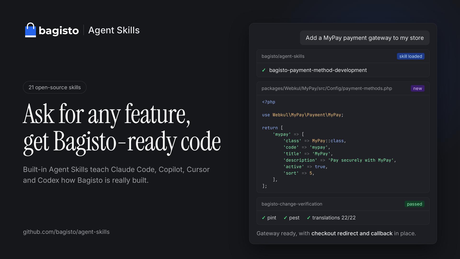 Bagisto Bagisto Agent Skills turning a feature request into Bagisto-ready code